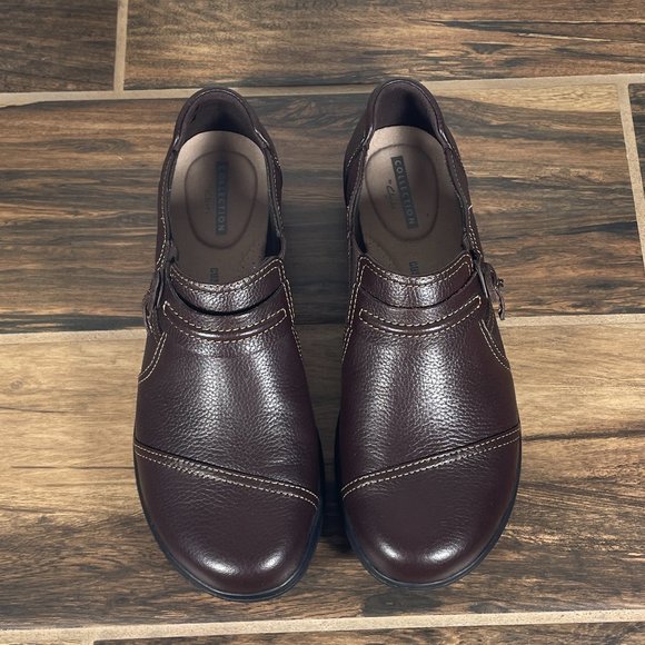 Clarks Cheyn Madi Womens Sz 7.5 Shoes Dark Brown Leather Slip On Comfort Loafers - Picture 11 of 12